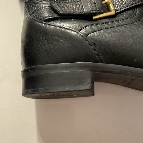 Pre-loved Kate Spade Black Leather Moto Sabina Boots with bow size 5M - Picture 6 of 8